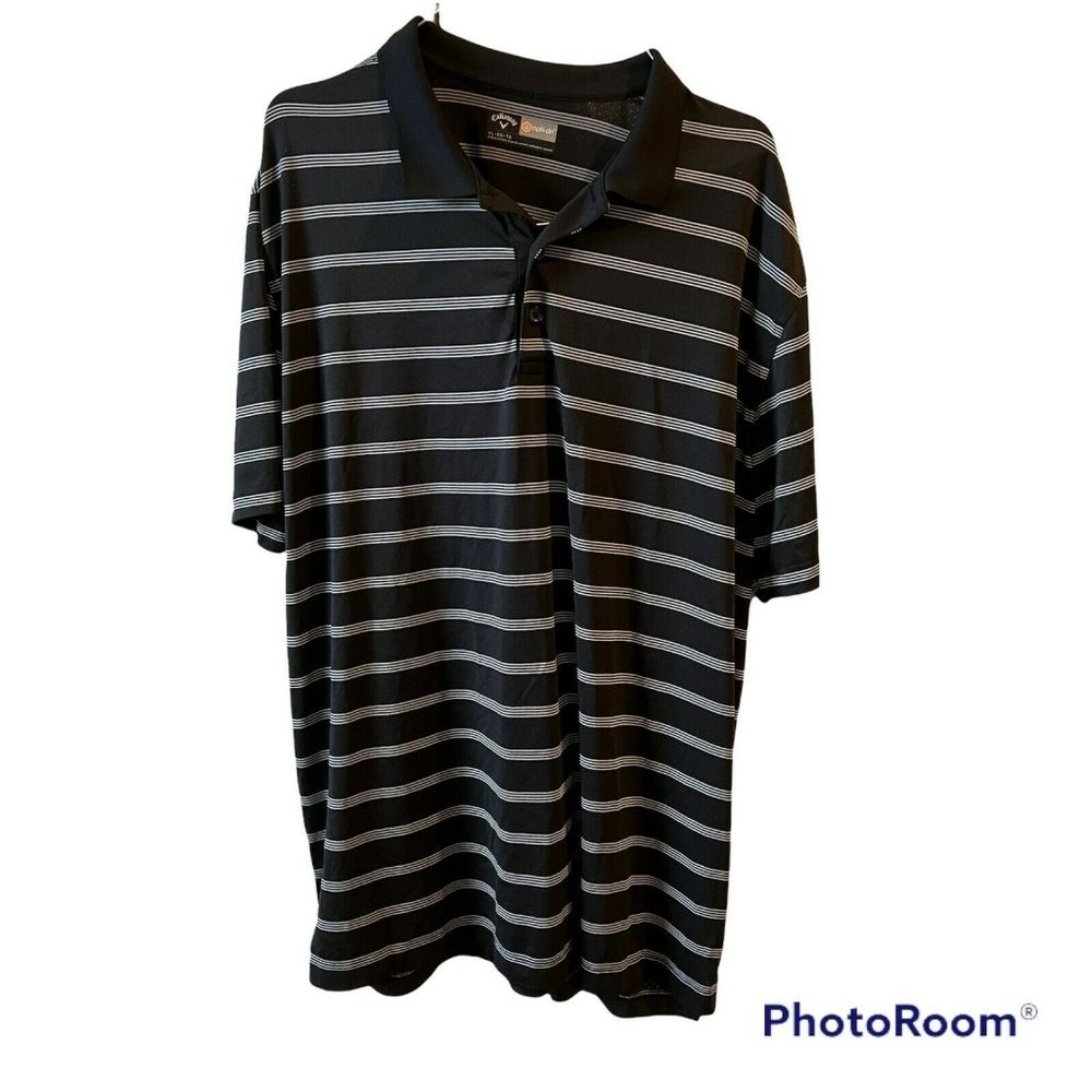 Callaway Opti Dri Polo Golf Shirt Black White Mens Polyester/Spandex XL